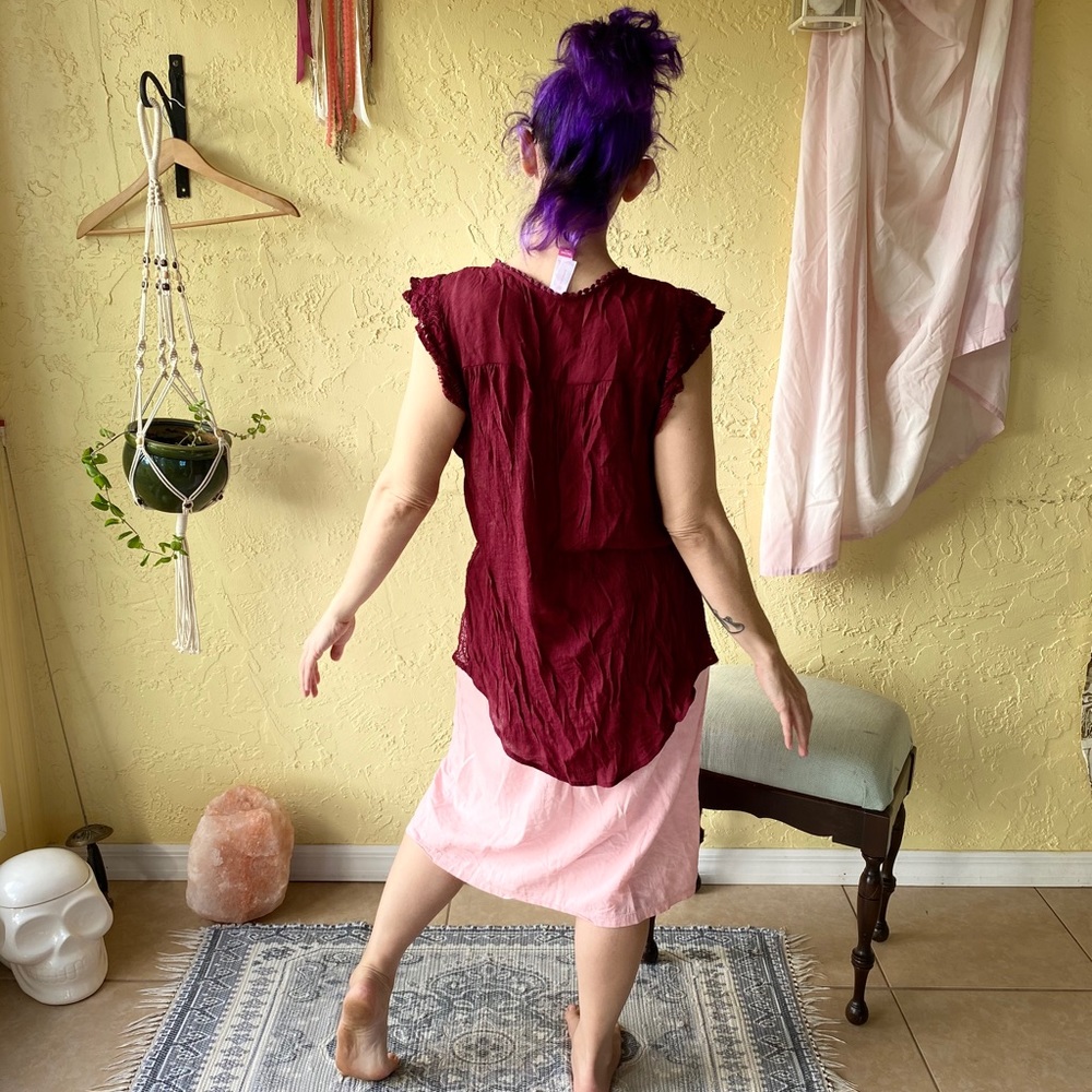 Burgundy lace side top